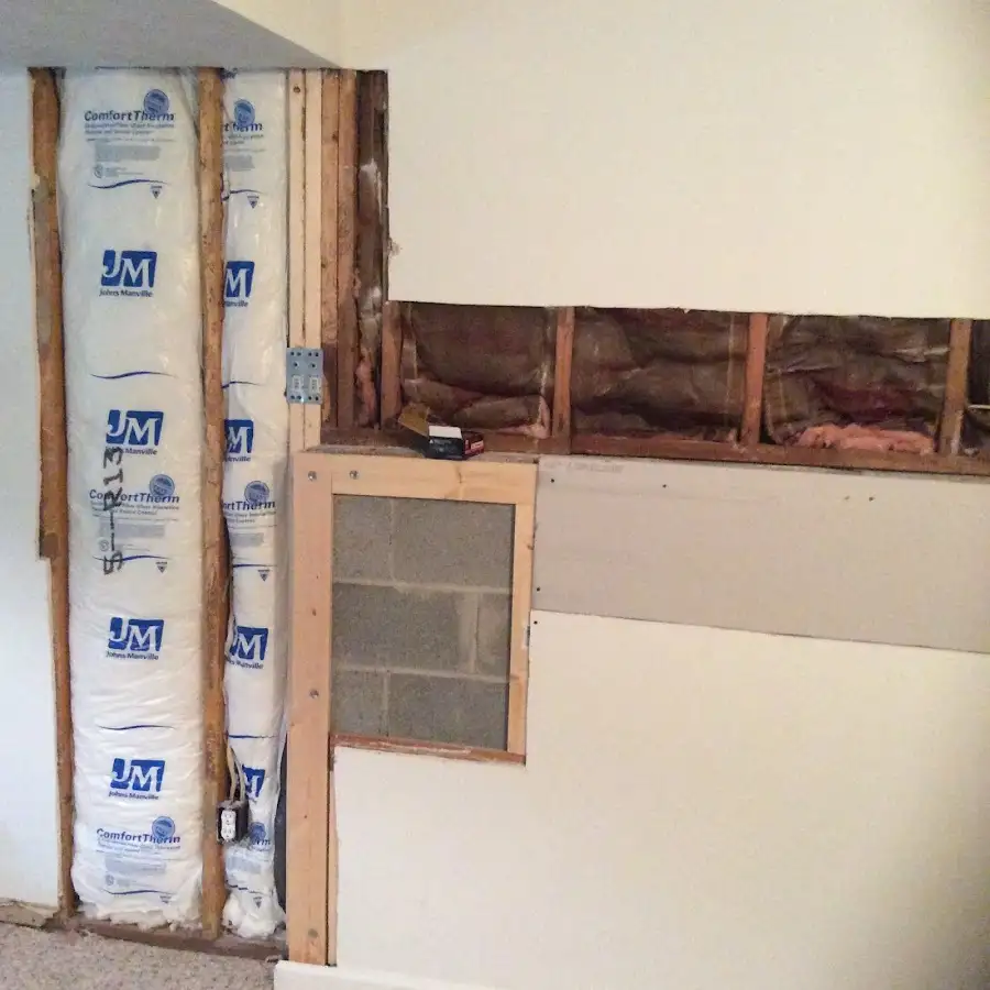 Wall insulation replacement during Basement Flood Cleanup in Rocky Mount